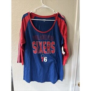 NBA Women's Philadelphia 76ers Scoop Neck 3/4 Sleeve Tshirt XXL
